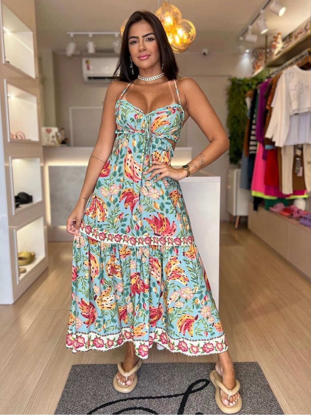 FARM Rio Doce Banana Mídi Dress